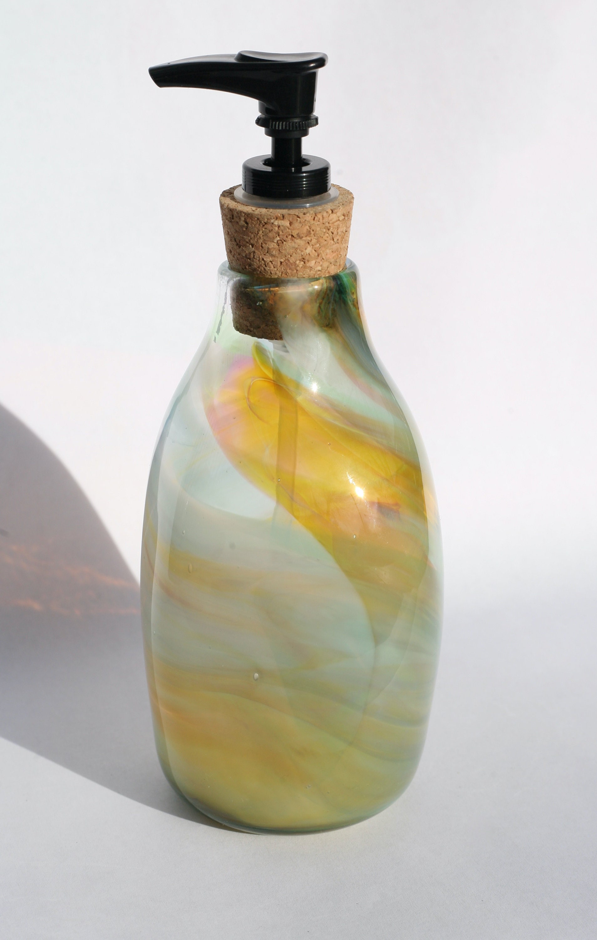 Handblown Glass Soap Dispenser in Rolling Meadow Etsy
