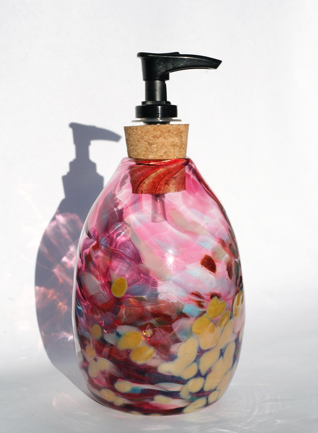 Handblown Glass Soap Dispenser in Fuchsia Flash Etsy
