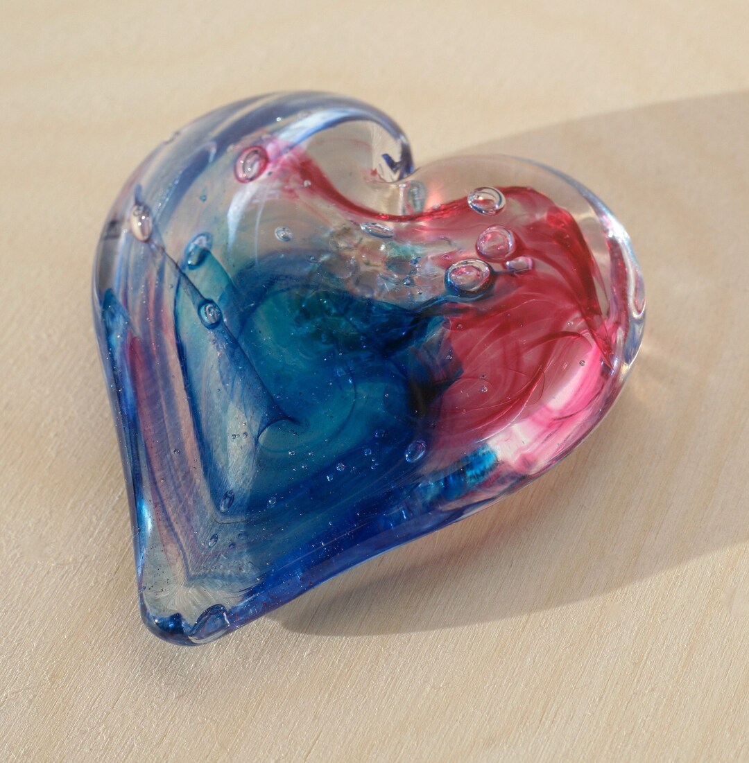 Handblown Glass Heart Paperweight in Flutterby Etsy