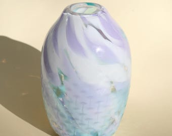 Hand-blown Glass Vase in Cool-toned Pastel
