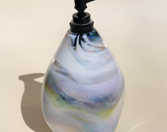 Hand-blown Glass Soap Dispenser in Stormy Sunrise