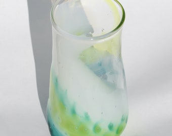 Hand-blown Glass Vase in Seed Bubble Swirl