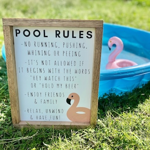 Pool Rules Sign with Humor | Wooden Sign | Hand-Made and Hand-Painted | Pool House Décor | Pool Décor | Summer Décor | Beach House Décor