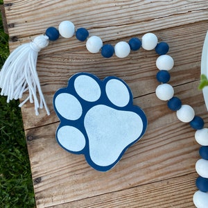 Mini Wooden Blue Paw Print Cutout | College Football Season | Tiered Tray | Shelf Sitters | Grad Gift