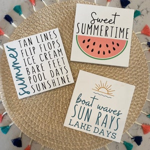 Sweet Summertime Mini Square Signs | Hand Painted Wood Décor | Summer ...