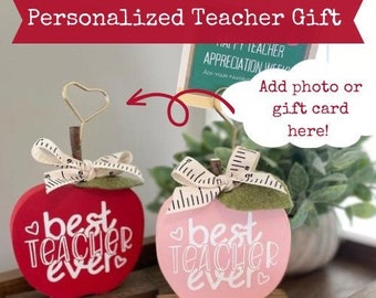 Teacher Appreciation Personalized Teacher’s Apple Photo/Gift Card Holder | Classroom Décor | Teacher Name Gift | Best Teacher Ever