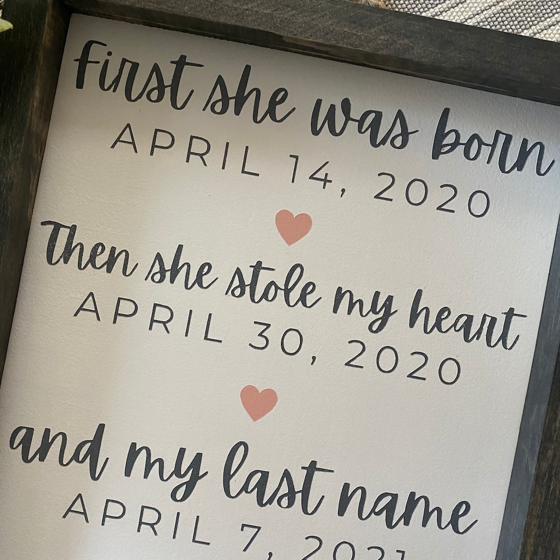 Personalized Adoption Name Sign With Significant Dates | Etsy
