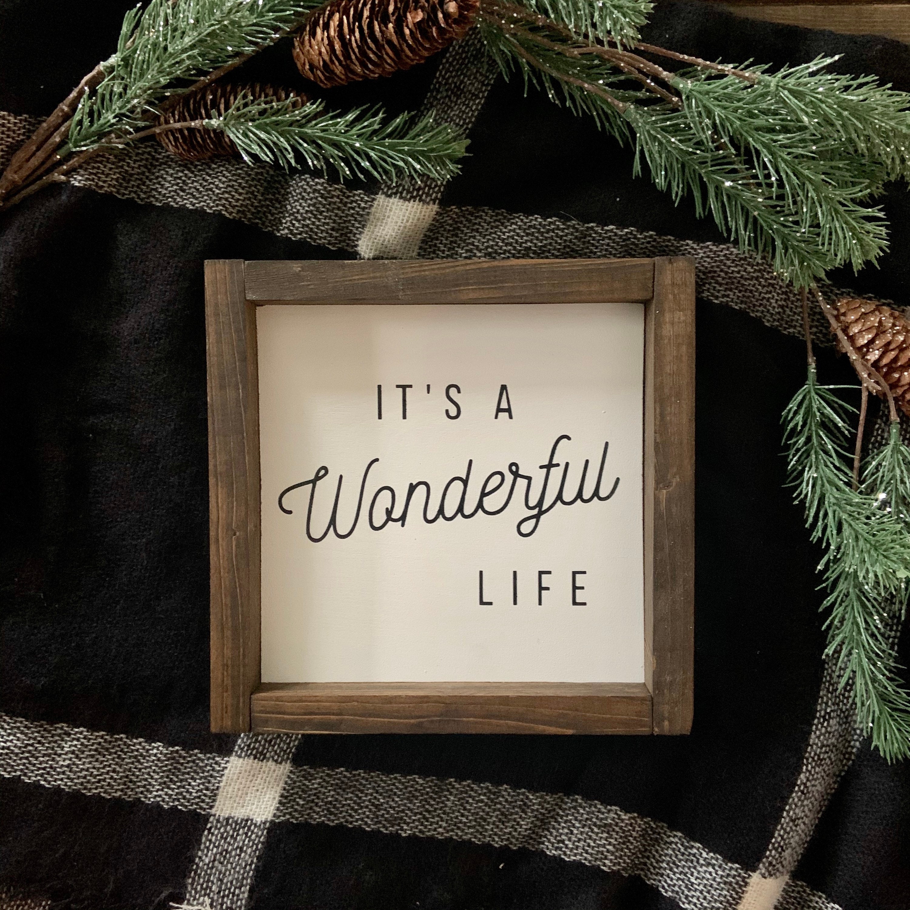 【中古】 Life Is Wonderful！ KyokoSaegusa＆Ingham ,Wall ,Little It's a Wonderful Life- Hand Painted Wood Sign With Frame