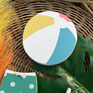 Summer-Themed Wooden Beach Ball | Summer Tiered Tray | Wooden | Beach Decor | Pool Decor