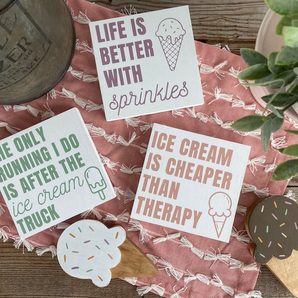 Ice Cream Cone Decor | Hand-Cut & Hand-Painted | Summer Tiered Tray Decor | Wooden Ice Cream Cone | Ice Cream Cone with Sprinkles