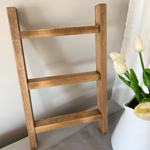 Tea Towel Mini Countertop Ladder | Farmhouse Decor | Rustic Decor | Kitchen/Bathroom Decor | Seasonal Towel Stand | Mini Wreath Holder