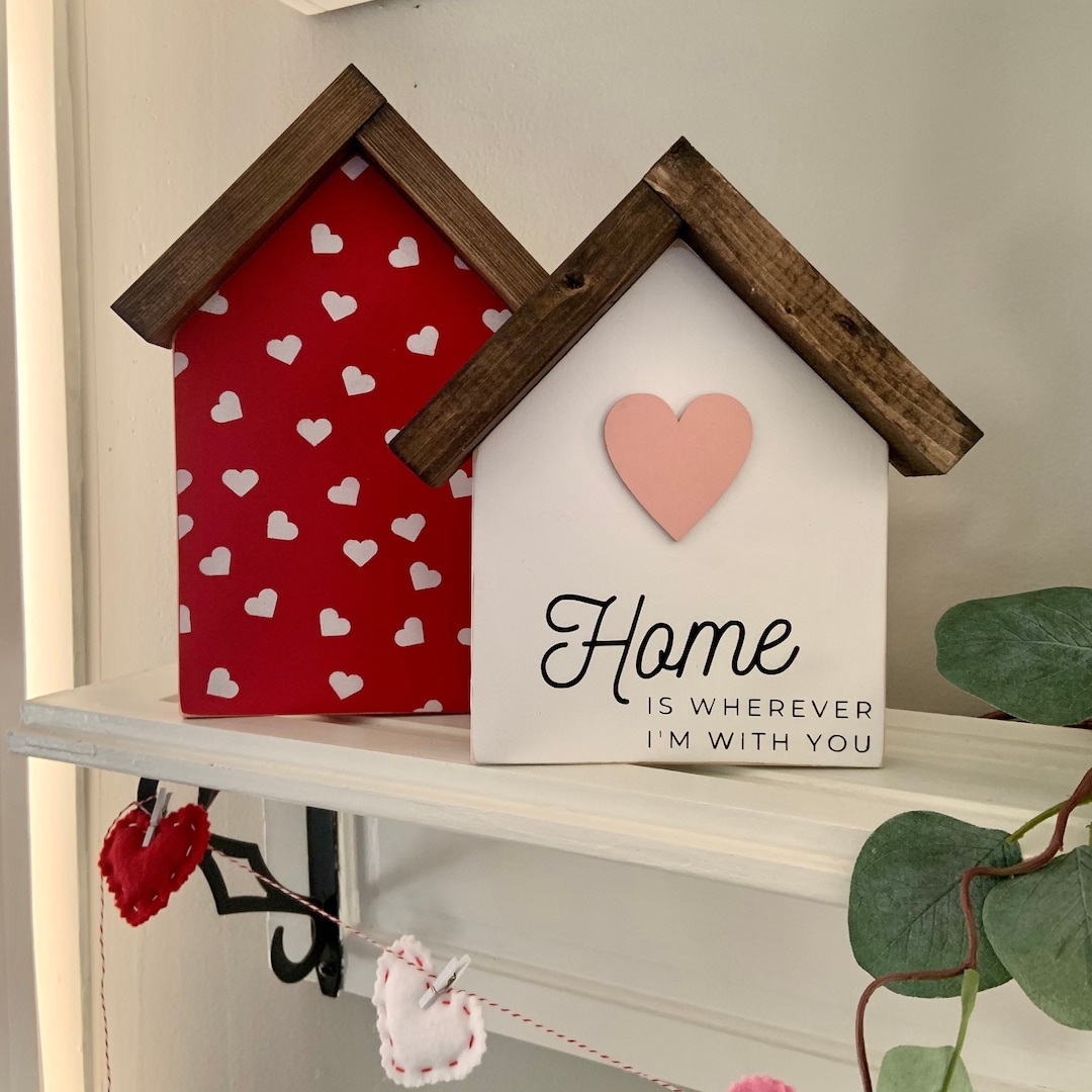 Home is Wherever I'm With You Mini House-shaped Sign - Hand Painted ...