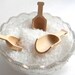 Set of 5 Small Wood Scoops, 3 inch Mini Wood Scoops, Unfinshed Wood Scoop, Candy Buffet Scoop, Waldorf Inspired Play, Bath Salt Scoop,