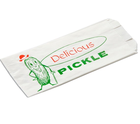 12 Pickle Bags, Green Print Large. Delicious Pickle, Party Favor Bag, Wedding Favor Bag, Carival/Circus Party, Baseball Party, Picnics, BBQs Il_570xn