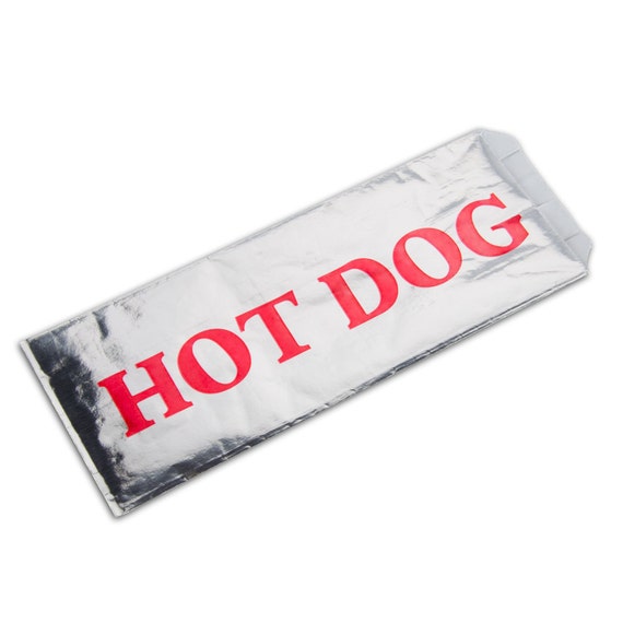 25 qty. Foil Hot Dog Bags Gusseted, Paper Lined, Vintage Style, Retro Style, 3 1/2" x 1 1/2" x 9", Carnival / Circus Party Il_570xn