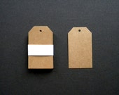 20 Blank Brown Kraft Cardstock Paper Tags,  2" x 1 1/4", Hand Punched, Hang Tags, Gift Tag, Wedding Favor Tags, Eco Friendly