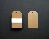 20 Blank Brown Kraft Cardstock Paper Tags,  2" x 1 1/4", Hand Punched, Hang Tags, Gift Tag, Wedding Favor Tags, Eco Friendly