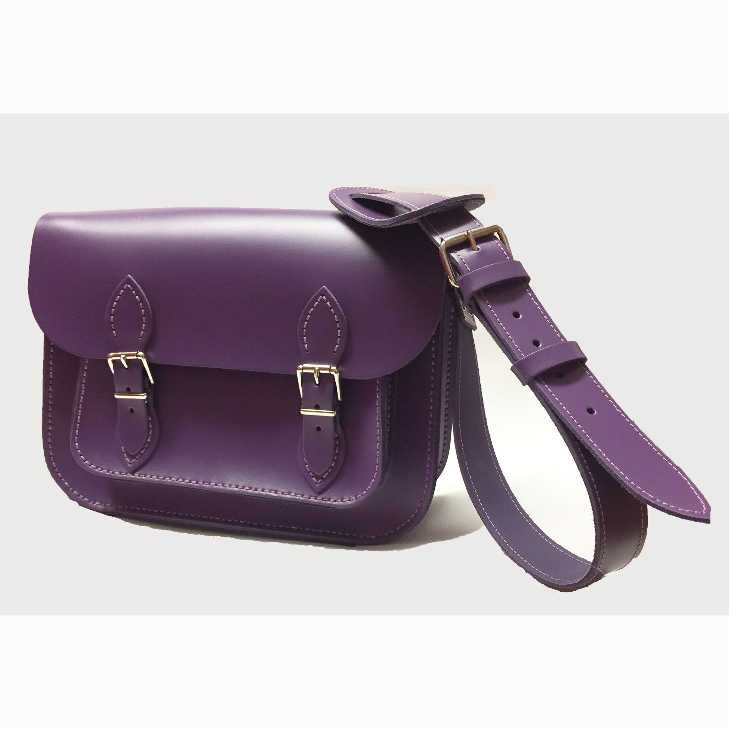 Leather satchel Purple Satchel Handmade Satchel Etsy