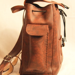 Leather Rucksack Leather Backpack Practical Backpack Rucksack Brown Leather Rucksack Brown Backpack image 2