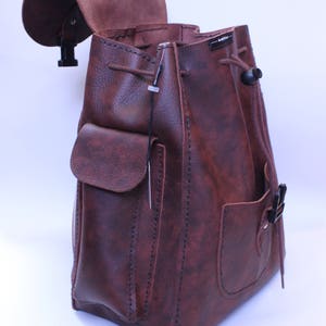 Leather Rucksack Leather Backpack Practical Backpack Rucksack Brown Leather Rucksack Brown Backpack image 5