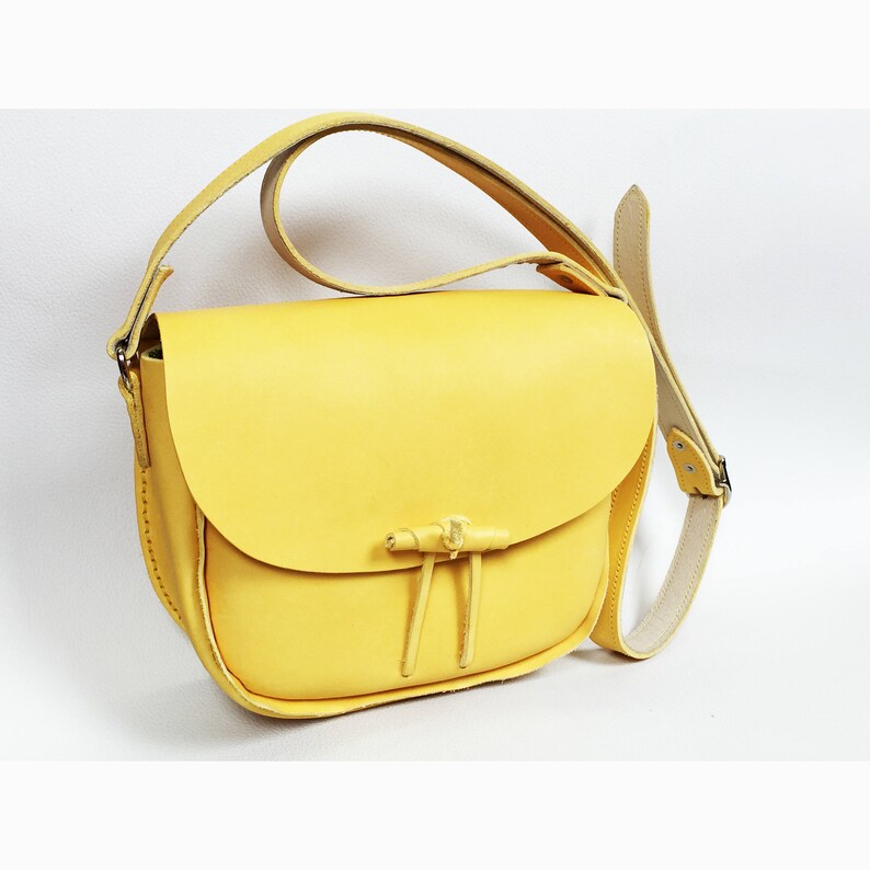 Small Shoulder Handbag Yellow Bag Leather Bag Yellow Leather Etsy