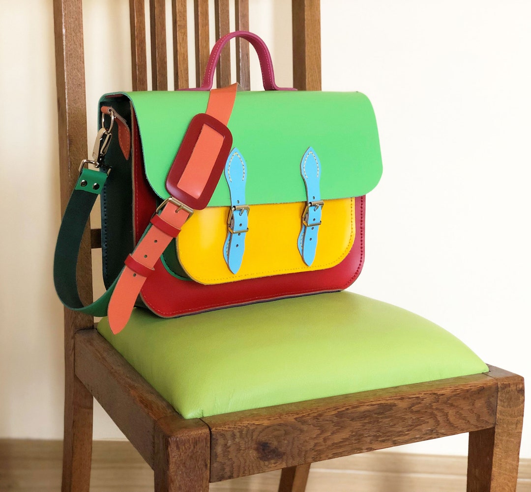 Multicoloured Leather Satchel Made in Britain Satchel Leather Satchel