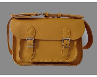 Yellow Leather satchel Medium size Leather satchel  Yellow Leather Bag Yellow Shoulder Bag
