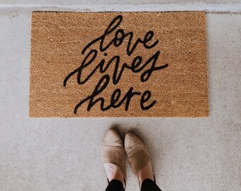 Love Lives Here Coir Doormat | Home Decor | Wedding Gift | Best Seller