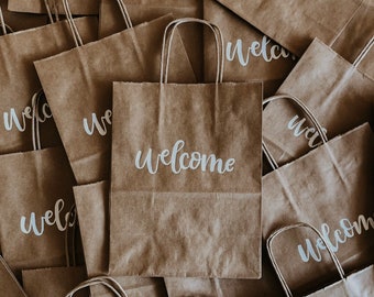 Custom Gift Bag, Thank you/Wedding Welcome Bag, Wedding Favors, Paper Kraft Bag