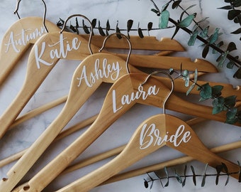 Create Your Own Custom Hanger | Bride & Groom Calligraphy Wedding Hangers | Personalized Wedding Hanger | Wood Hangers with Maple Finish