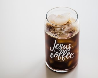 Jesus + Coffee 16 oz Can Glass | Coffee/Soda Can Glass