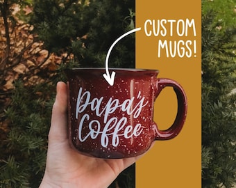 Create Your Own CUSTOM Hand-Lettered Ceramic Mug | Camper/Campfire Mug | Personalized Coffee Mug