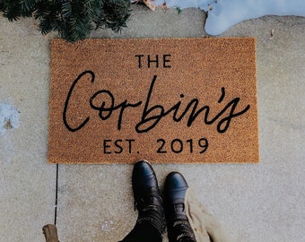 Create Your Own Custom Family Name Doormat | Hand-lettered Doormat | Modern Calligraphy