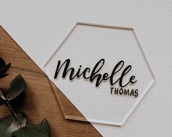 Acrylic Hexagon 3 Inch Place Cards | Wedding/Part Escort Cards