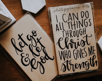 Philippians 4:13 | Moleskine Kraft Journal, Hand-lettered, Modern Calligraphy, Prayer Journal