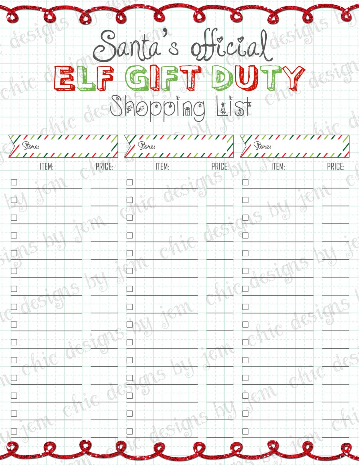 Christmas Shopping List Printable Christmas Planning List INSTANT