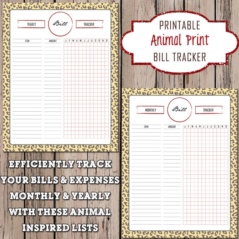Bill and Expense Tracker List Printable Monthly/yearly Etsy