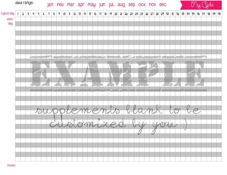 Basal Body Temperature Chart And Supplement Tracker