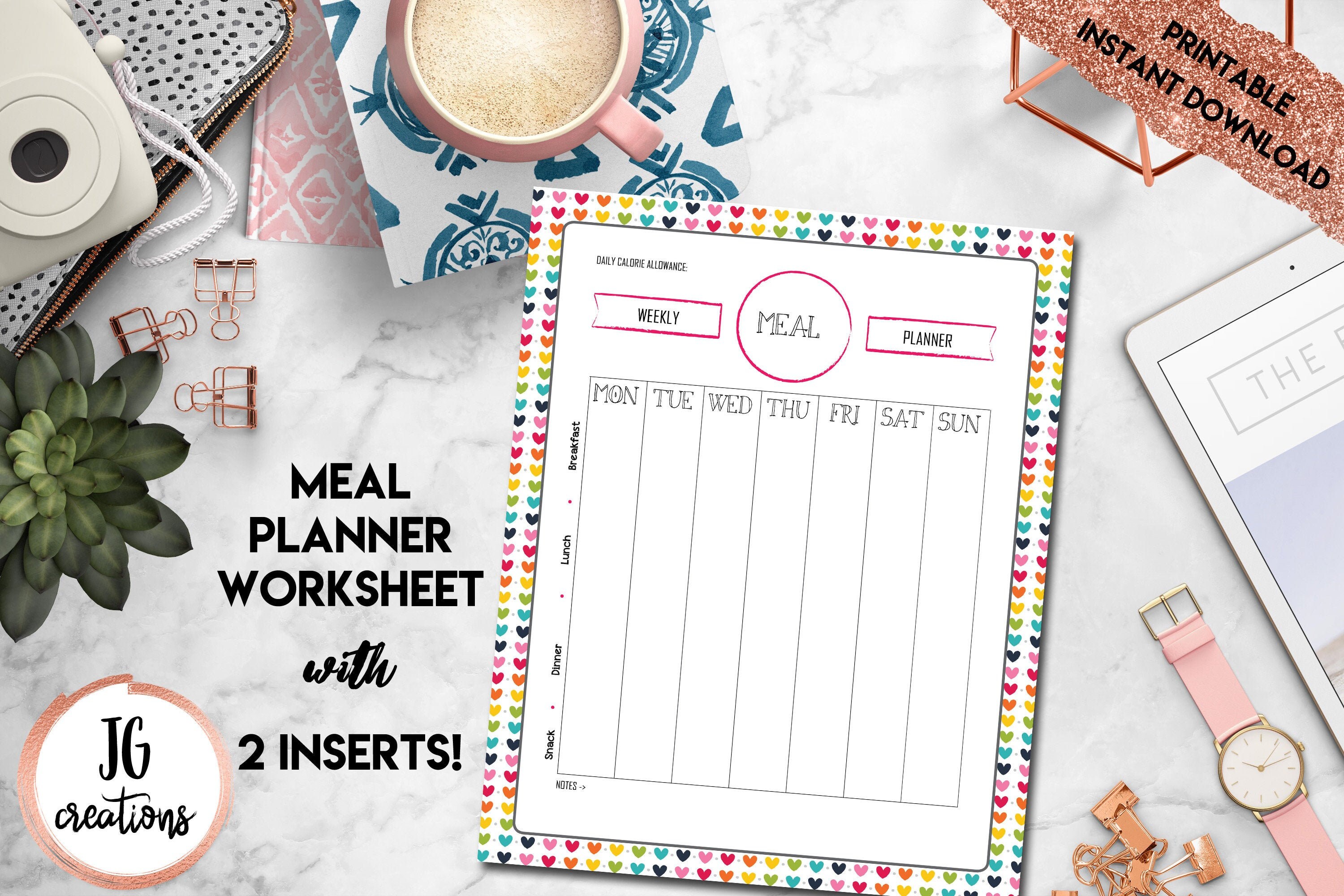 Meal and Grocery List Printable Weekly Meals Planner - Etsy