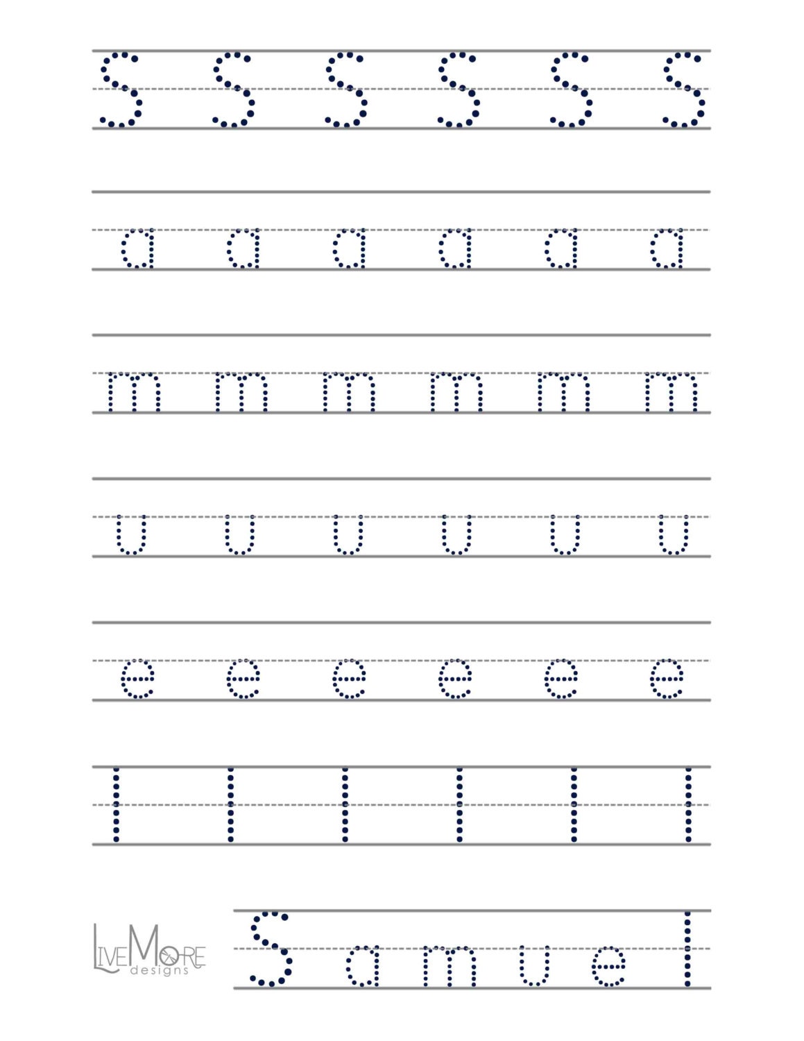 Custom preschool name writing practice worksheet set digital etsy