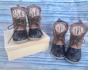 monogram duck boots womens