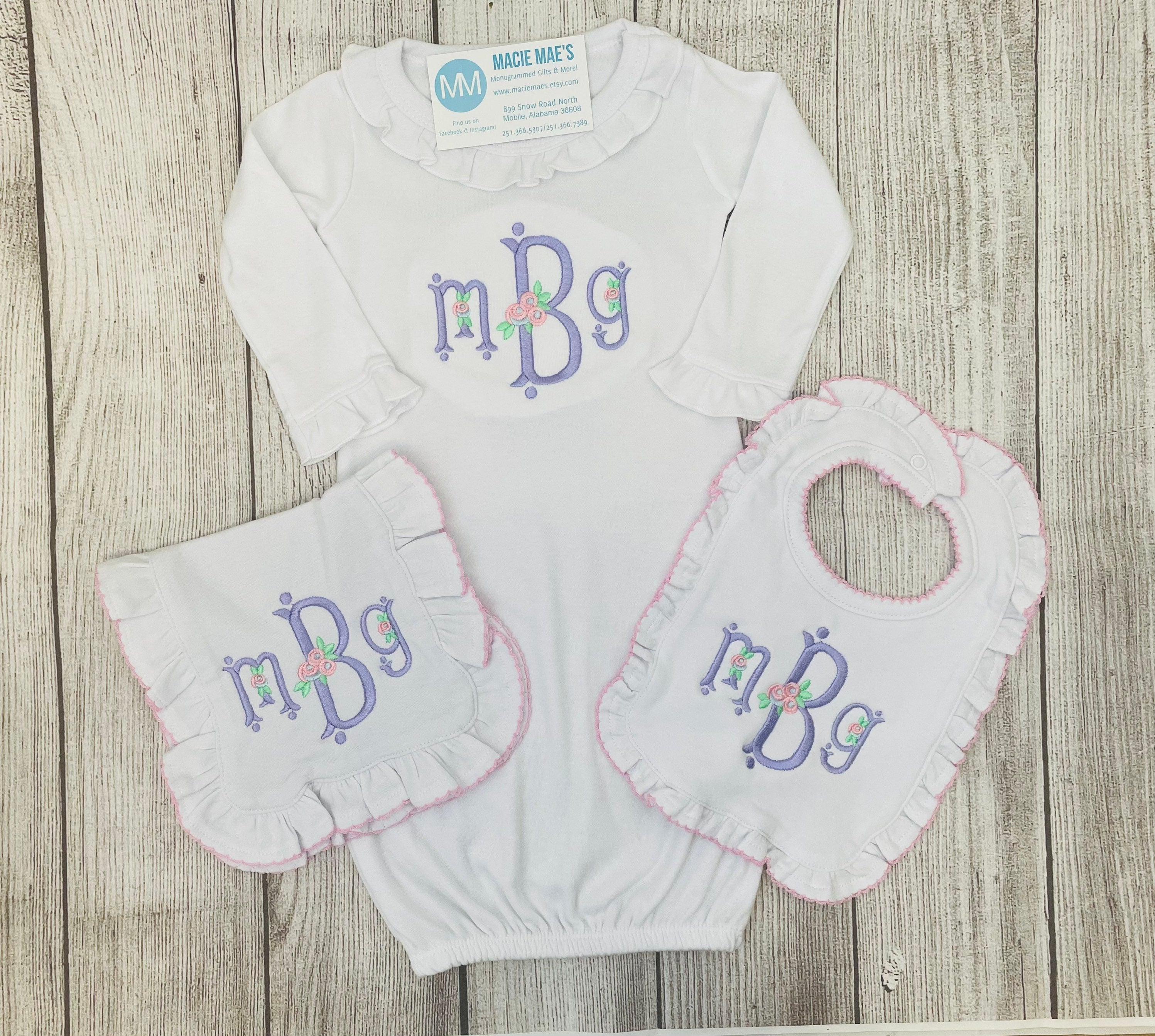 Personalized Baby Girl Newborn Gown Set Baby Girl Gown with Etsy