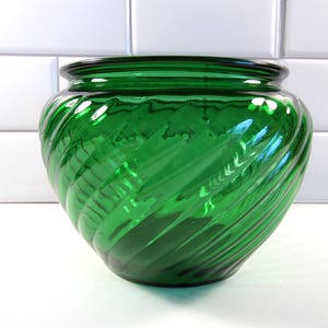 Vintage E.O. Brody Co. Cleveland OH USA, Emerald Green Glass, Swirl Pattern, Bowl/Planter/Vase, Stamped G108 2 Very Small Chips