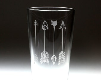 Custom personalized 4 arrows engraved glass