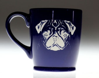 Pug sandblasted Ceramic Coffee Mug, gift for her, gift for him,couples gift,housewarming gift,wedding gift,coffee mug, tea mug