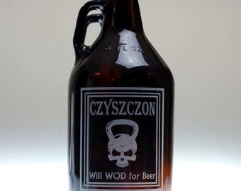 Personalized Will WOD for beer growler, home brew gift , homebrew , beer gift , personalized gift , dad gift , christmas gift , friend gift