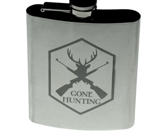 Custom personalized Gone Hunting Flask , hunting gift , dad gift , granpa gift , christmas gift , fathers day gift