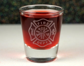 Firefighter Maltese Cross etched Shot Glass