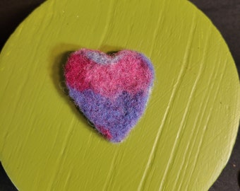 Small multicolored needle felted wool heart, one heart palm sized, decorative accent, gift accent, ornamental heart, one of a kind heart