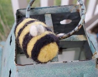 Decorative bumble bee, felted bee, 3D soft sculpture, black and yellow décor, wool sculpture, eco friendly décor, father's day